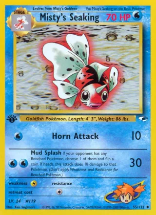 Misty's Seaking #55 · Gym Heroes Pokémon card