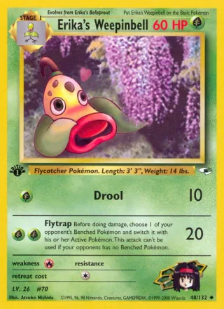 Erika's Weepinbell #48 · Gym Heroes Pokémon card