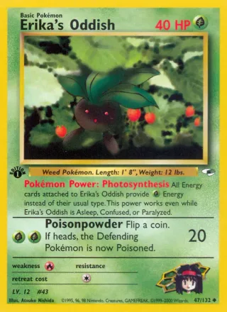 Erika's Oddish #47 · Gym Heroes Pokémon card