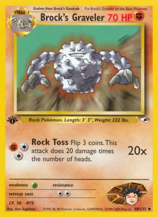Brock's Graveler #40 · Gym Heroes Pokémon card