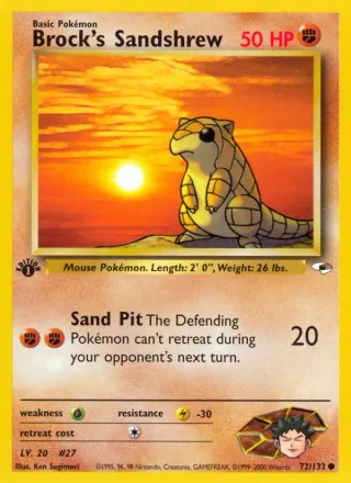 Brock's Sandshrew #72 · Gym Heroes Pokémon card