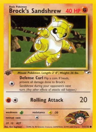 Brock's Sandshrew #71 · Gym Heroes Pokémon card