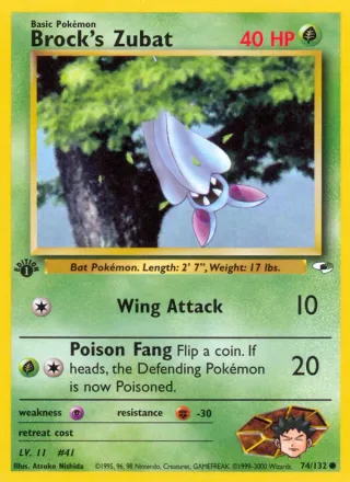 Brock's Zubat #74 · Gym Heroes Pokémon card