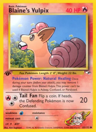 Blaine's Vulpix #65 · Gym Heroes Pokémon card