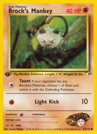 Brock's Mankey #67 · Gym Heroes Pokémon card