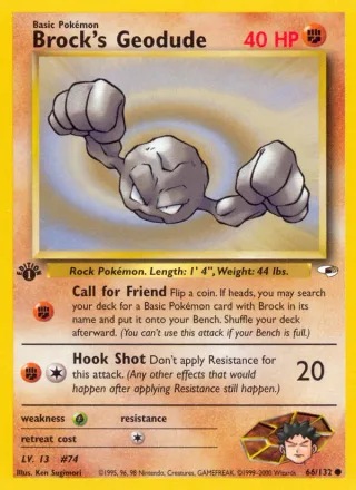 Brock's Geodude #66 · Gym Heroes Pokémon card