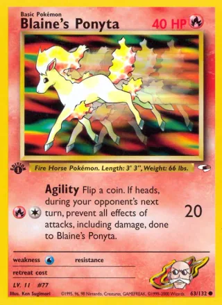 Blaine's Ponyta #63 · Gym Heroes Pokémon card
