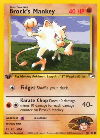 Brock's Mankey #68 · Gym Heroes Pokémon card