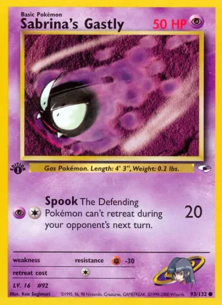 Sabrina's Gastly #93 · Gym Heroes Pokémon card
