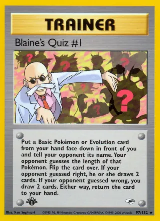 Blaine's Quiz #1 #97 · Gym Heroes Pokémon card