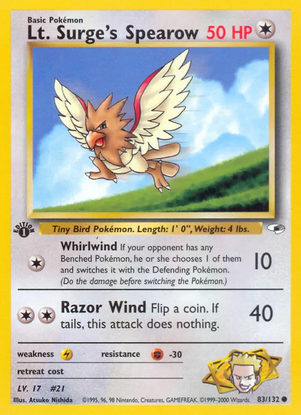 Lt. Surge's Spearow full card art