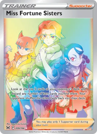 Miss Fortune Sisters #209 · Lost Origin Pokémon card