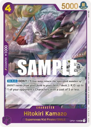 Hitokiri Kamazo (Store Championship 2023 Participation Pack Vol.1) #OP01-108-store-championship-2023-participation-pack-vol-1 · One Piece Promotion Cards One Piece card