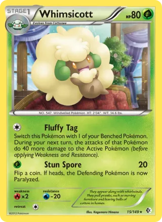 Whimsicott #15 · Boundaries Crossed Pokémon card