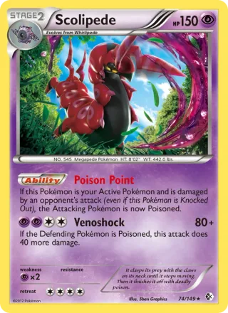 Scolipede #74 · Boundaries Crossed Pokémon card