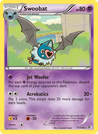 Swoobat #71 · Boundaries Crossed Pokémon card