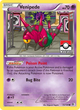 Venipede #72 · Boundaries Crossed Pokémon card