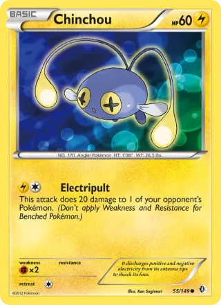 Chinchou #55 · Boundaries Crossed Pokémon card