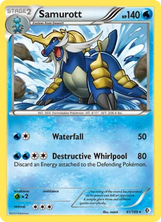 Samurott #41 · Boundaries Crossed Pokémon card
