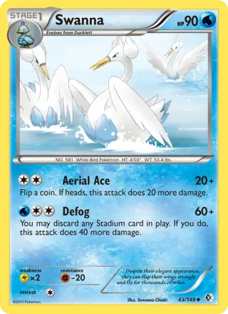 Swanna #43 · Boundaries Crossed Pokémon card