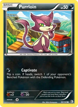 Purrloin #90 · Boundaries Crossed Pokémon card