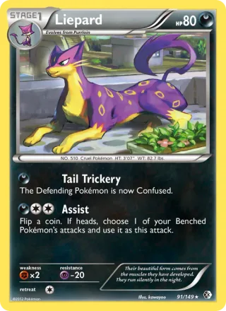 Liepard #91 · Boundaries Crossed Pokémon card