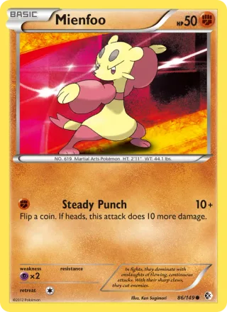 Mienfoo #86 · Boundaries Crossed Pokémon card