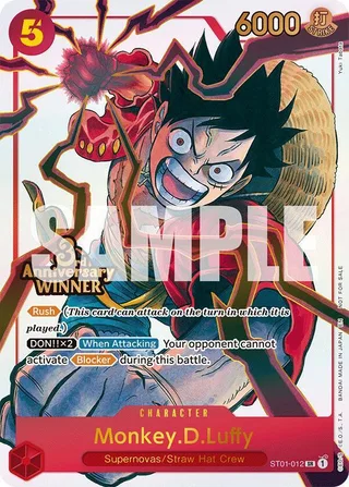Monkey.D.Luffy (3rd Anniversary Winner) #ST01-012-3rd-anniversary-winner · One Piece Promotion Cards One Piece card