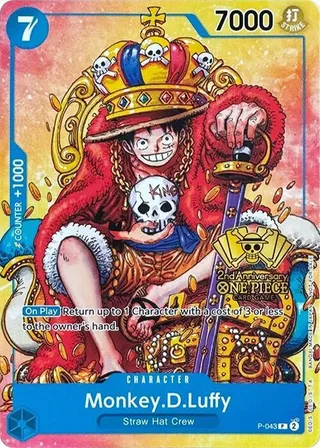 Monkey.D.Luffy (2nd Anniversary Stamped Promo) #P-043-2nd-anniversary-stamped-promo · One Piece Promotion Cards One Piece card