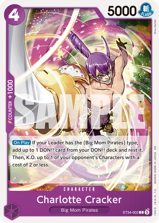 Charlotte Cracker #ST34-002 · ST-34: Starter Deck 34 PURPLE Charlotte Katakuri One Piece card