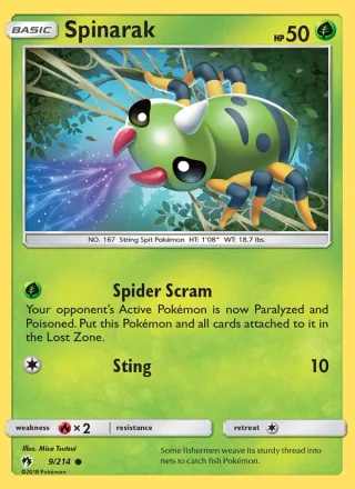 Spinarak #9 · Lost Thunder Pokémon card