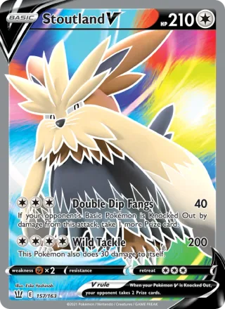 Stoutland V #157 · Battle Styles Pokémon card