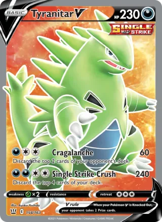 Tyranitar V #154 · Battle Styles Pokémon card