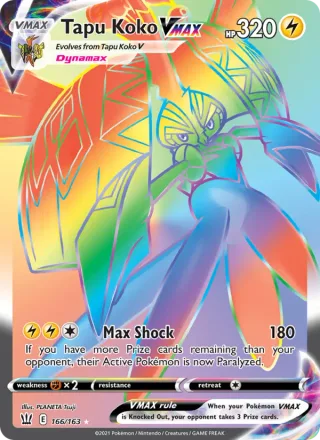 Tapu Koko VMAX #166 · Battle Styles Pokémon card