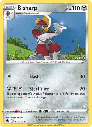 Bisharp #104 · Battle Styles Pokémon card