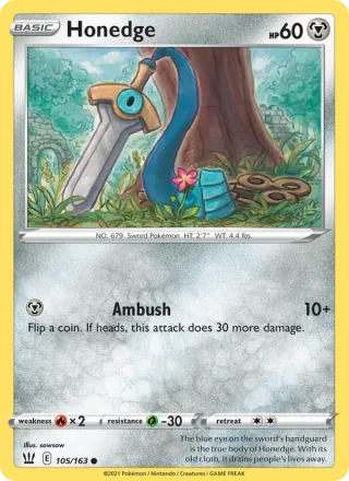 Honedge #105 · Battle Styles Pokémon card