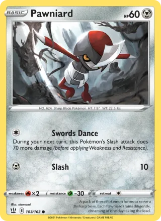 Pawniard #103 · Battle Styles Pokémon card