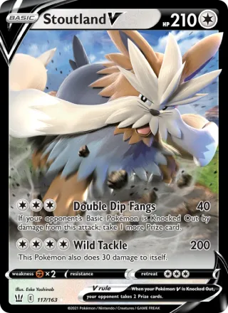 Stoutland V #117 · Battle Styles Pokémon card