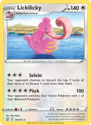 Lickilicky #114 · Battle Styles Pokémon card