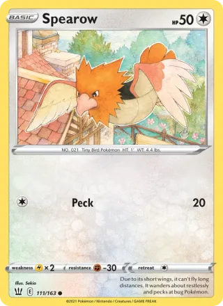 Spearow #111 · Battle Styles Pokémon card