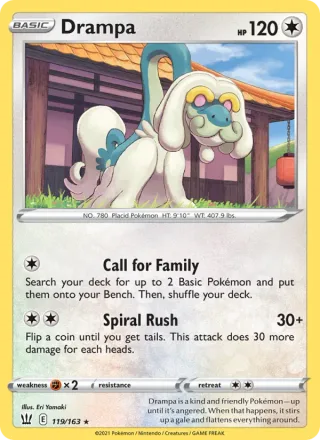 Drampa #119 · Battle Styles Pokémon card