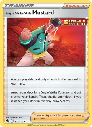 Single Strike Style Mustard #134 · Battle Styles Pokémon card