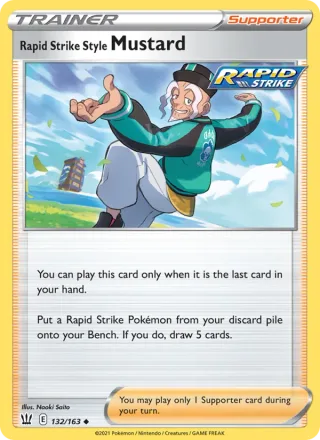 Rapid Strike Style Mustard #132 · Battle Styles Pokémon card