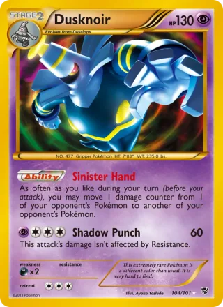 Dusknoir #104 · Plasma Blast Pokémon card