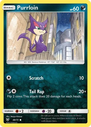 Purrloin #48 · Shining Legends Pokémon card