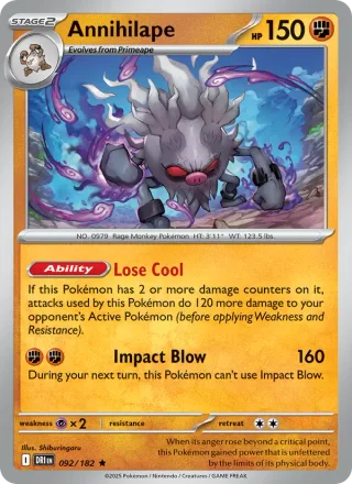 Annihilape #092 · Destined Rivals Pokémon card