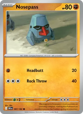 Nosepass #097 · Destined Rivals Pokémon card