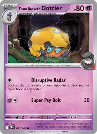 Team Rocket's Dottler #088 · Destined Rivals Pokémon card
