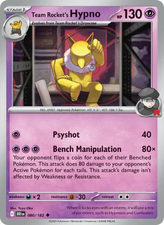 Team Rocket's Hypno #080 · Destined Rivals Pokémon card