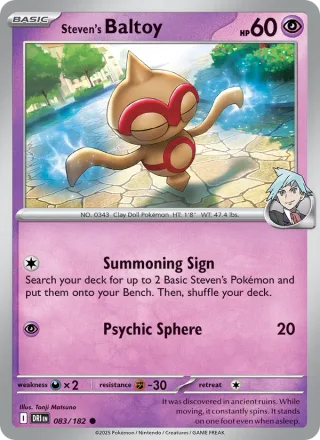 Steven's Baltoy #083 · Destined Rivals Pokémon card